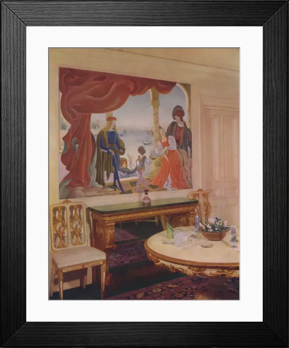 Framed Print : Mural by Beatrice MacDermott, depicting a Venetian scene, and framed in one of Framed Print : Mural by Beatrice MacDermott, depicting a Venetian scene, and framed in one of