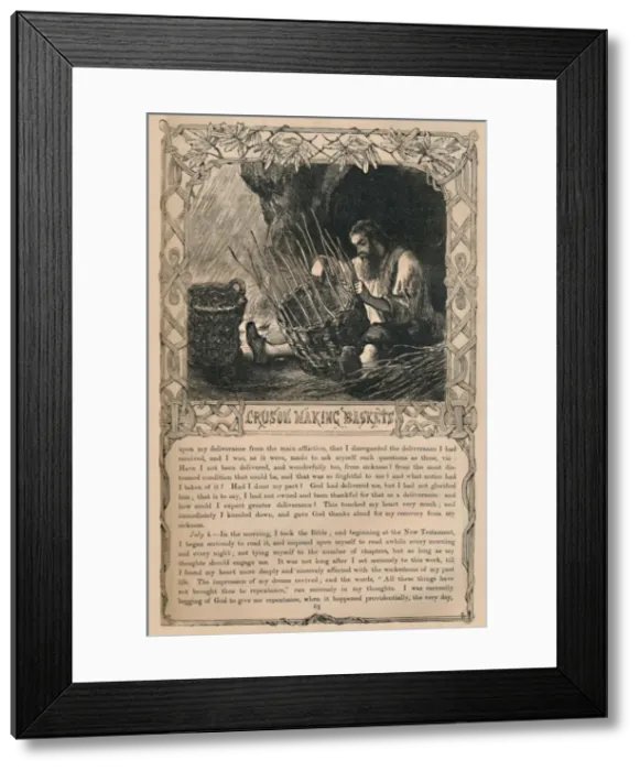 Framed Print : Crusoe Making Baskets, c1870 Framed Print : Crusoe Making Baskets, c1870