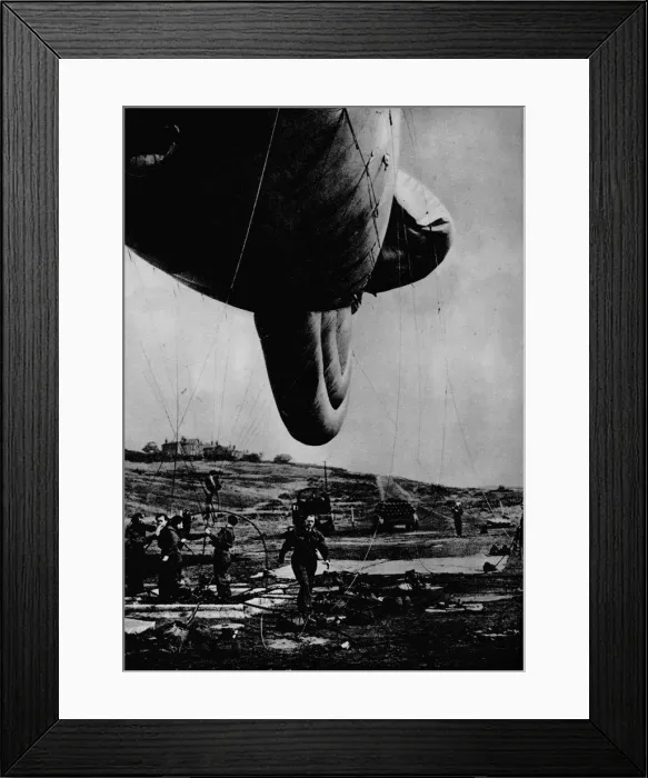 Framed Print : Woman of the WaF handling a barrage balloon, 1943 Framed Print : Woman of the WaF handling a barrage balloon, 1943