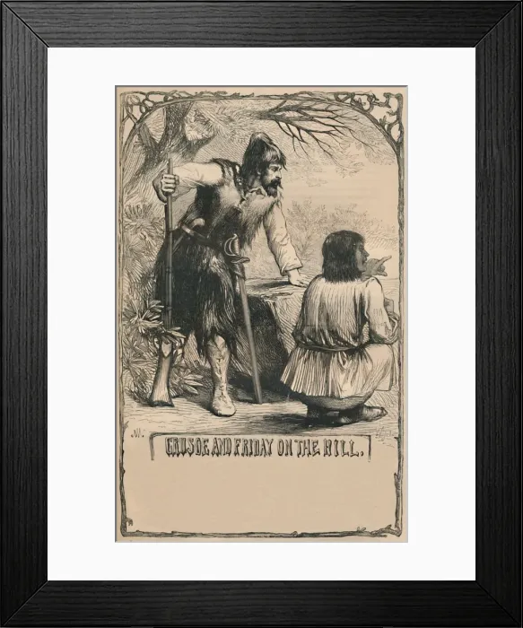 Framed Print : Crusoe and Friday On The Hill, c1870 Framed Print : Crusoe and Friday On The Hill, c1870