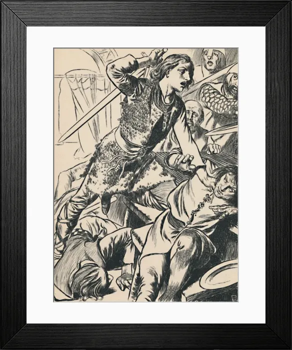 Framed Print : Hereward and His Men Attack the Normans, c1907 Framed Print : Hereward and His Men Attack the Normans, c1907