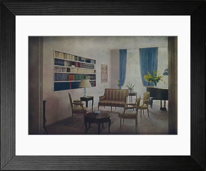 Framed Print : Drawing-room designed by Andre Dumuys, which adjoins the living-room Framed Print : Drawing-room designed by Andre Dumuys, which adjoins the living-room