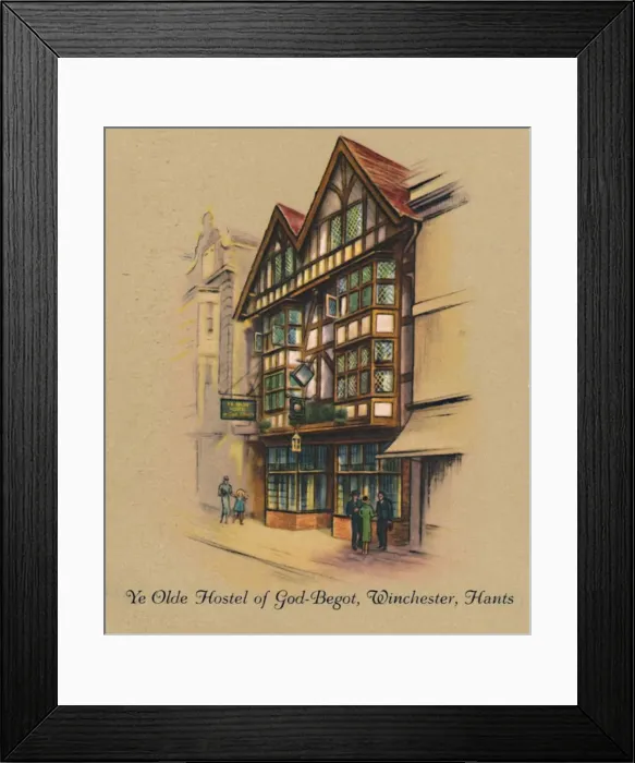 Framed Print : Ye Olde Hostel of God-Begot, Winchester, Hants, 1939 Framed Print : Ye Olde Hostel of God-Begot, Winchester, Hants, 1939
