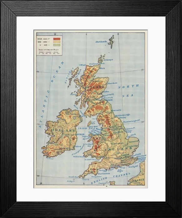 Framed Print : Map of the British Isles, 1910 Framed Print : Map of the British Isles, 1910