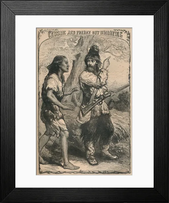 Framed Print : Crusoe and Friday Out Shooting, c1870 Framed Print : Crusoe and Friday Out Shooting, c1870