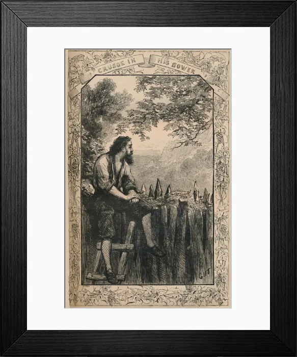 Framed Print : Crusoe In His Bower, c1870 Framed Print : Crusoe In His Bower, c1870