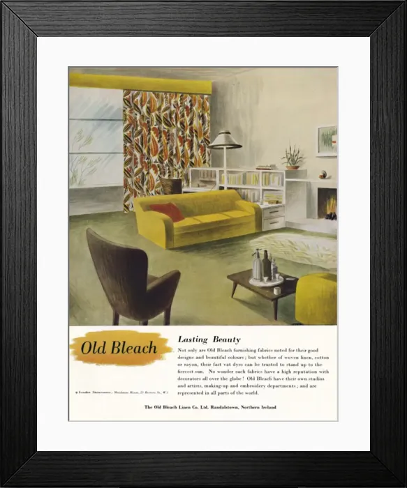 Framed Print : Lasting Beauty - Old Bleach Linen Co. advertisement, c1945 Framed Print : Lasting Beauty - Old Bleach Linen Co. advertisement, c1945