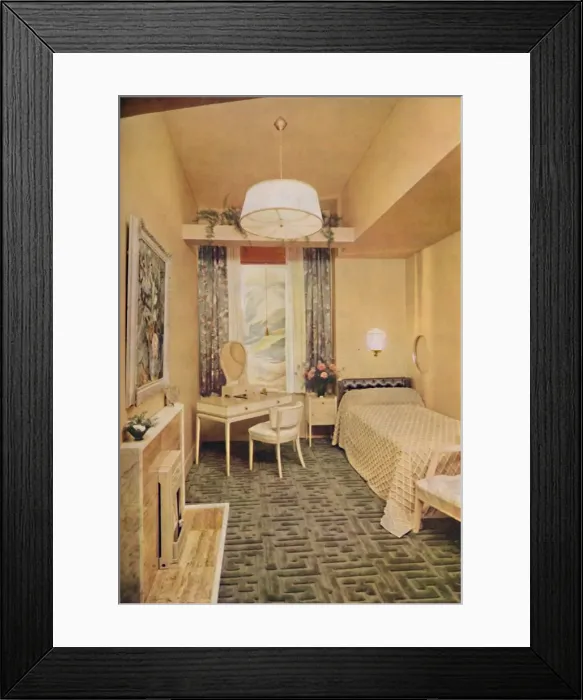 Framed Print : Bedroom designed by Esme Gordon, A Framed Print : Bedroom designed by Esme Gordon, A