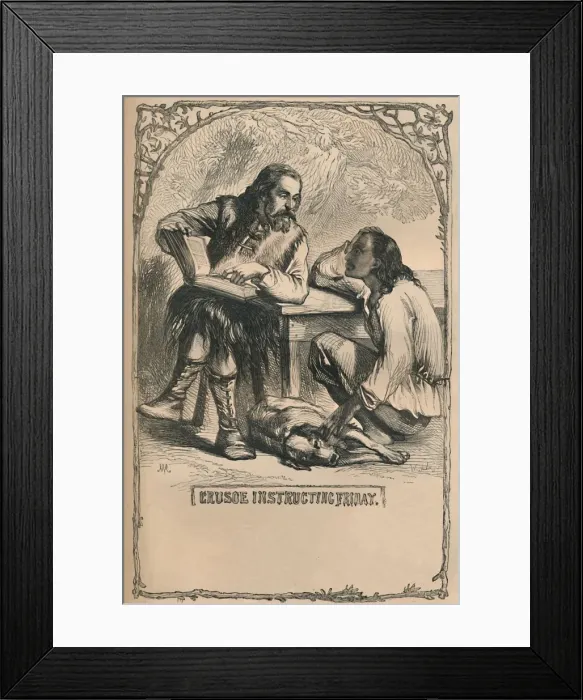 Framed Print : Crusoe Instructing Friday, c1870 Framed Print : Crusoe Instructing Friday, c1870