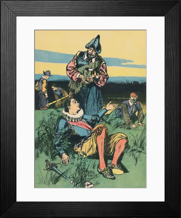 Framed Print : Sir Philip Sidney and the Dying Soldier, c1907 Framed Print : Sir Philip Sidney and the Dying Soldier, c1907