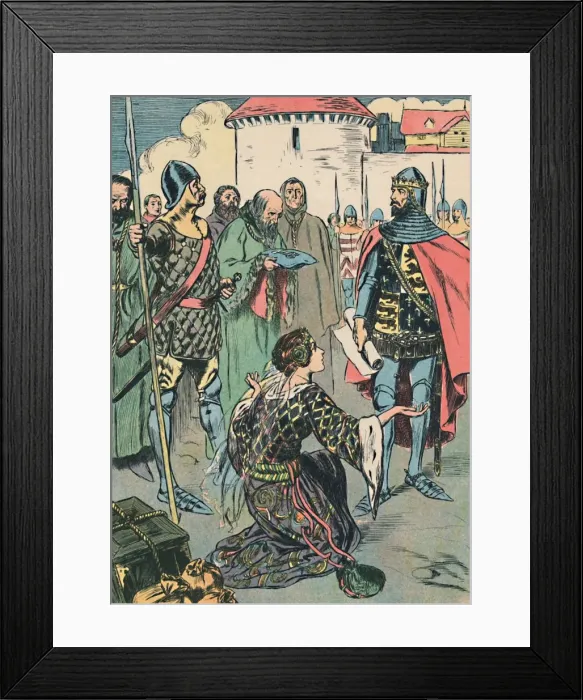 Framed Print : Queen Philippa Pleads for the Men of Calais, c1907 Framed Print : Queen Philippa Pleads for the Men of Calais, c1907