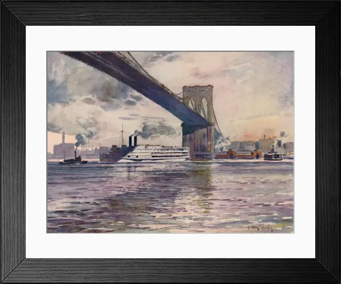 Framed Print : Brooklyn Bridge, New York, 1916. Artist: Martin Lewis Framed Print : Brooklyn Bridge, New York, 1916. Artist: Martin Lewis