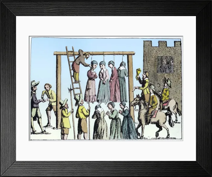 Framed Print : An execution of witches in England, 17th century Framed Print : An execution of witches in England, 17th century