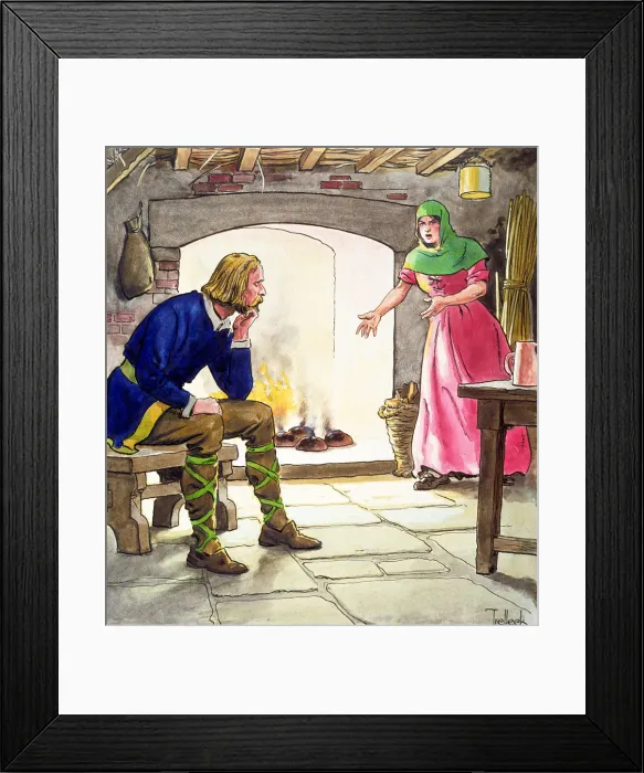 Framed Print : King Alfred burning the cakes, (c1900). Artist: Trelleek Framed Print : King Alfred burning the cakes, (c1900). Artist: Trelleek