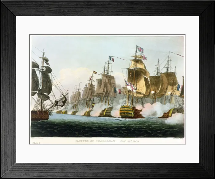 Framed Print : Battle of Trafalgar, October 21st 1805 (1816). Artist: Thomas Sutherland Framed Print : Battle of Trafalgar, October 21st 1805 (1816). Artist: Thomas Sutherland