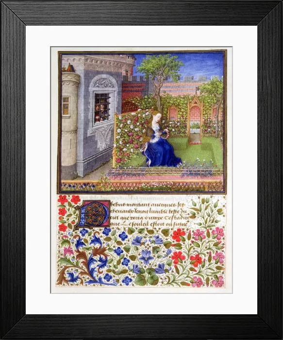Framed Print : The prisoners listening to Emily singing in the garden, 1340-1341 Framed Print : The prisoners listening to Emily singing in the garden, 1340-1341