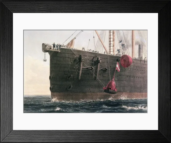 Framed Print : The laying of the transatlantic telegraph cable, August 8th, 1866. Artist: Robert Dudley Framed Print : The laying of the transatlantic telegraph cable, August 8th, 1866. Artist: Robert Dudley