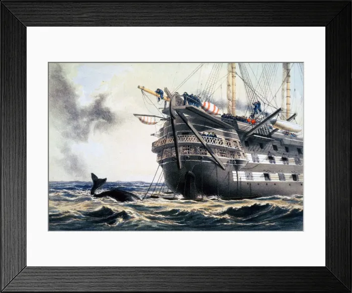 Framed Print : HMS Agamemnon laying the original Atlantic telegraph cable, 1857 (1866). Artist Framed Print : HMS Agamemnon laying the original Atlantic telegraph cable, 1857 (1866). Artist