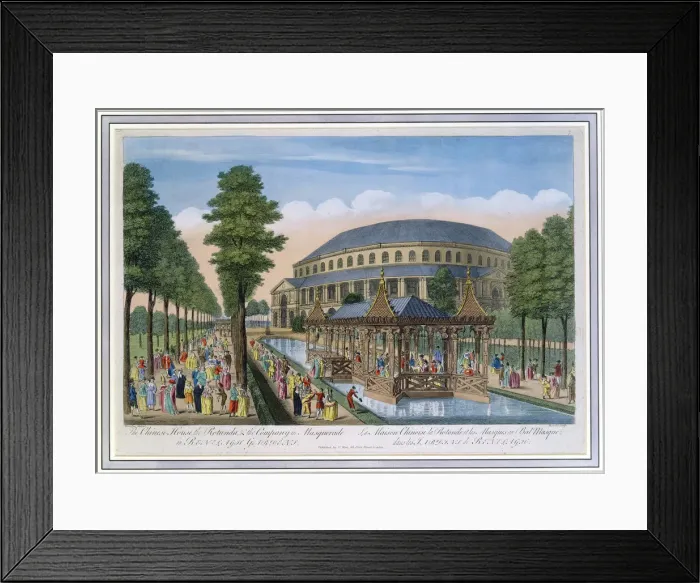 Framed Print : Chinese House, Rotunda and the company in masquerade, Ranelagh Gardens, London, 18th century Framed Print : Chinese House, Rotunda and the company in masquerade, Ranelagh Gardens, London, 18th century