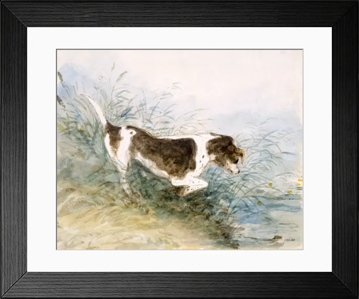 Framed Print : A Dog Watching a Rat in the Water, 1831. Artist: John Constable Framed Print : A Dog Watching a Rat in the Water, 1831. Artist: John Constable