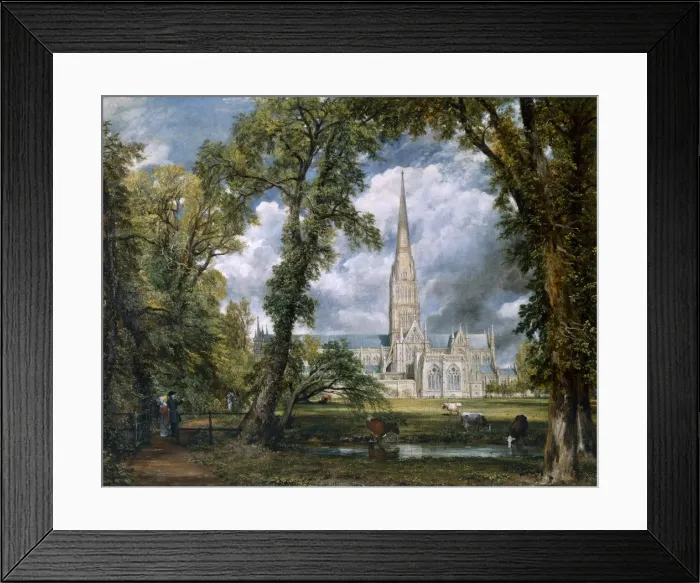 Framed Print : View of Salisbury Cathedral from the Bishops Grounds, Wiltshire, c1822. Artist Framed Print : View of Salisbury Cathedral from the Bishops Grounds, Wiltshire, c1822. Artist