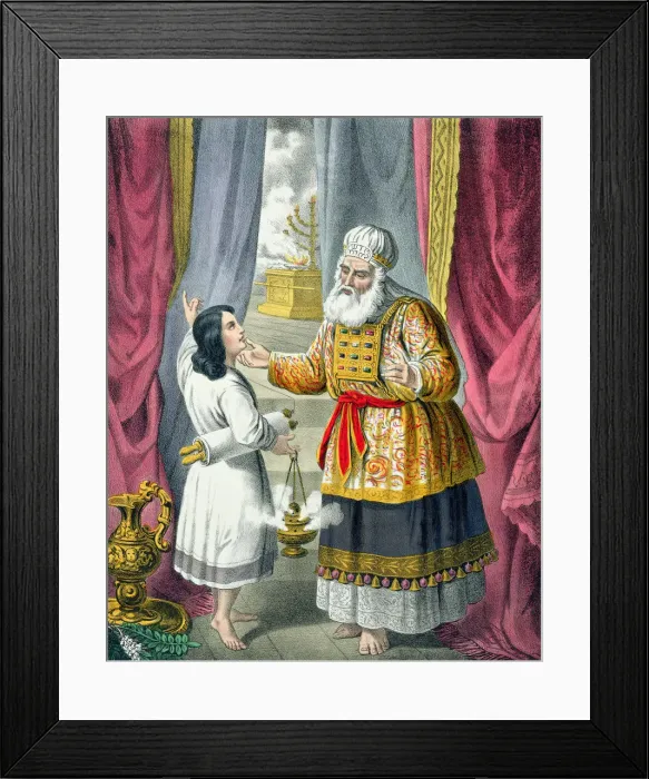 Framed Print : Eli questioning Samuel regarding his vision, 1870s. Artist: Siegfried Detlev Bendixen Framed Print : Eli questioning Samuel regarding his vision, 1870s. Artist: Siegfried Detlev Bendixen