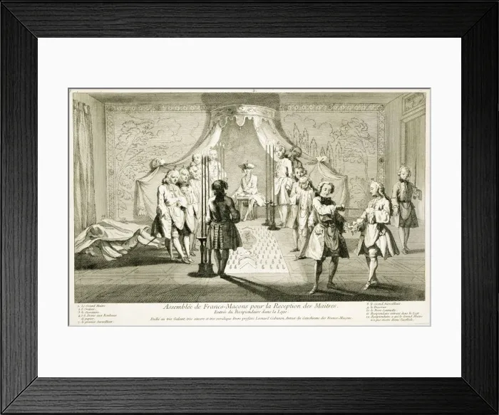 Framed Print : Assembly of Freemasons for the initiation of a Master, c1733 Framed Print : Assembly of Freemasons for the initiation of a Master, c1733