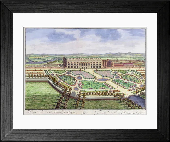 Framed Print : The Royal Palace of Hampton Court, London, 1730. Artist: Johannes Kip Framed Print : The Royal Palace of Hampton Court, London, 1730. Artist: Johannes Kip