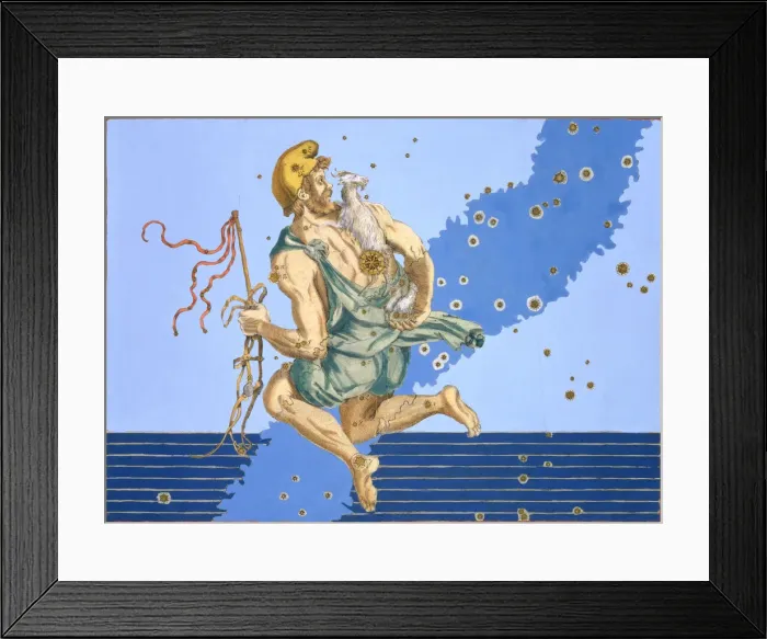 Framed Print : Constellation of Auriga, 1603. Artist: Alexander Mair Framed Print : Constellation of Auriga, 1603. Artist: Alexander Mair