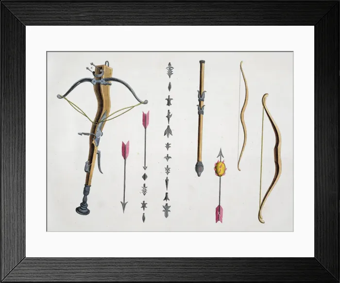 Framed Print : Bows and arrows from the 14th-15th century, 1842. Artist: Friedrich Martin von Reibisch Framed Print : Bows and arrows from the 14th-15th century, 1842. Artist: Friedrich Martin von Reibisch