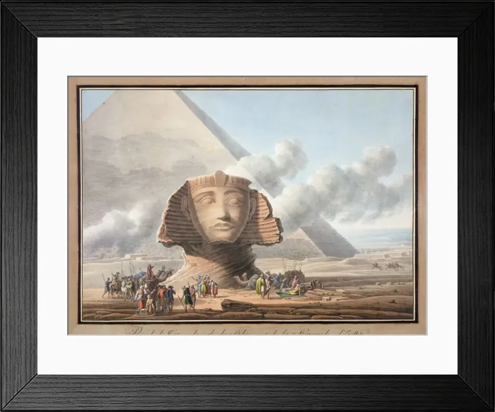 Framed Print : View of the head of the Sphinx and the Pyramid of Khafre, Giza, Egypt, c1790. Artist Framed Print : View of the head of the Sphinx and the Pyramid of Khafre, Giza, Egypt, c1790. Artist