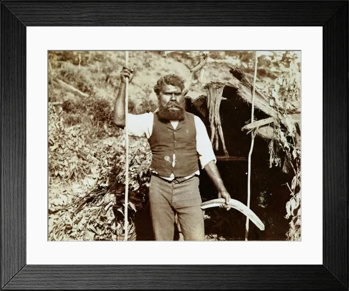 Framed Print : Australian aborigine with a boomerang, c1860s Framed Print : Australian aborigine with a boomerang, c1860s