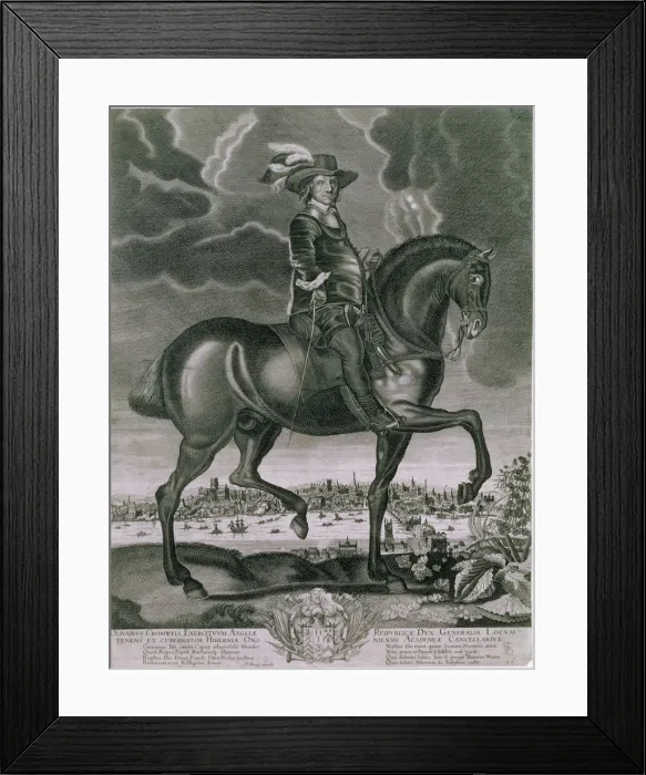 Framed Print : Equestrian portrait of Oliver Cromwell, c1655. Artist: Albert Haelwegh Framed Print : Equestrian portrait of Oliver Cromwell, c1655. Artist: Albert Haelwegh