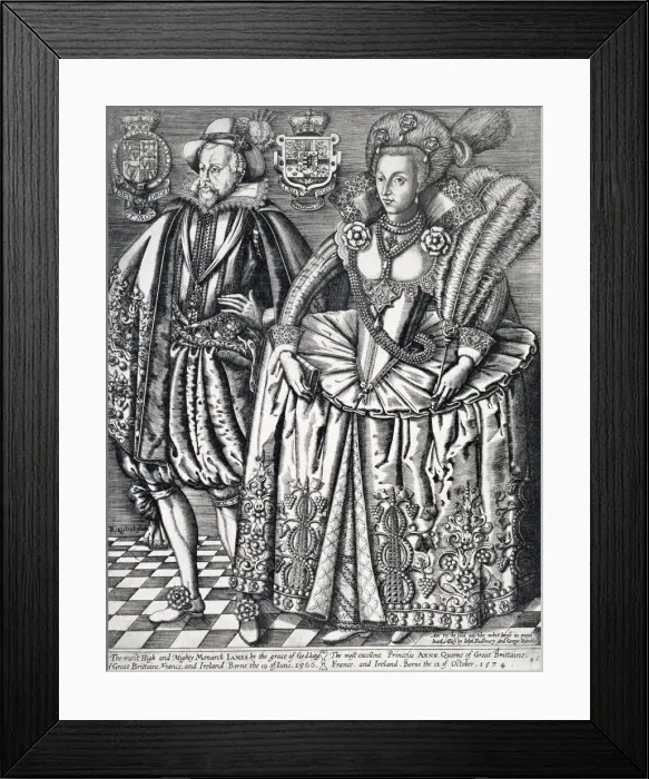 Framed Print : James I, King of England, Scotland and Ireland, and Anne of Denmark, 1618. Artist Framed Print : James I, King of England, Scotland and Ireland, and Anne of Denmark, 1618. Artist