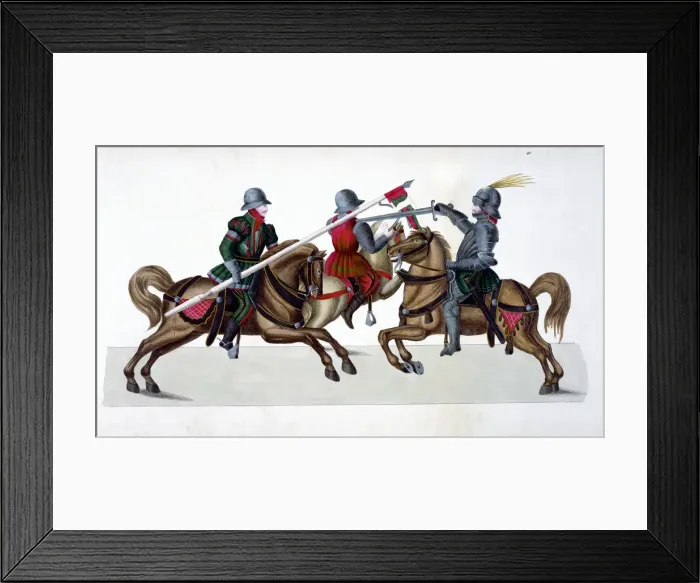 Framed Print : Three knights jousting at a tournament, 1842. Artist: Friedrich Martin von Reibisch Framed Print : Three knights jousting at a tournament, 1842. Artist: Friedrich Martin von Reibisch