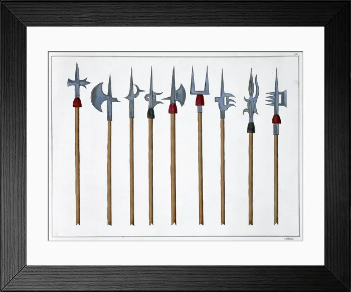 Framed Print : Lances, spears, halberds and partisanes, 1842. Artist: Friedrich Martin von Reibisch Framed Print : Lances, spears, halberds and partisanes, 1842. Artist: Friedrich Martin von Reibisch