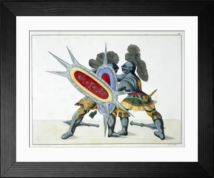 Framed Print : Two knights fighting on foot, 1842. Artist: Friedrich Martin von Reibisch Framed Print : Two knights fighting on foot, 1842. Artist: Friedrich Martin von Reibisch