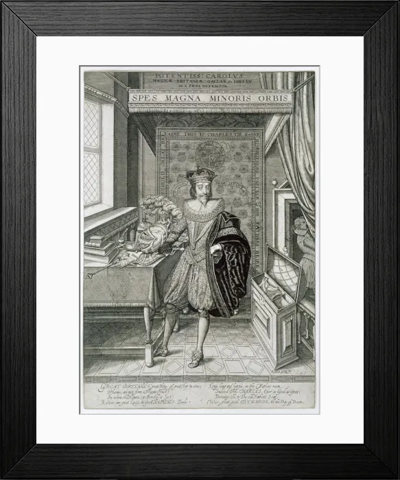 Framed Print : Charles I, King of Great Britain and Ireland, c1625. Artist: William Hole Framed Print : Charles I, King of Great Britain and Ireland, c1625. Artist: William Hole