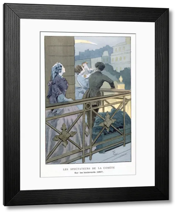 Framed Print : People watching a comet, 1857 Framed Print : People watching a comet, 1857