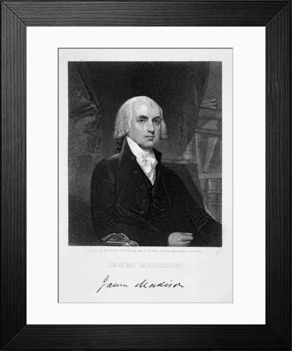 Framed Print : James Madison, 4th President of the the United States of America, (19th century) Framed Print : James Madison, 4th President of the the United States of America, (19th century)