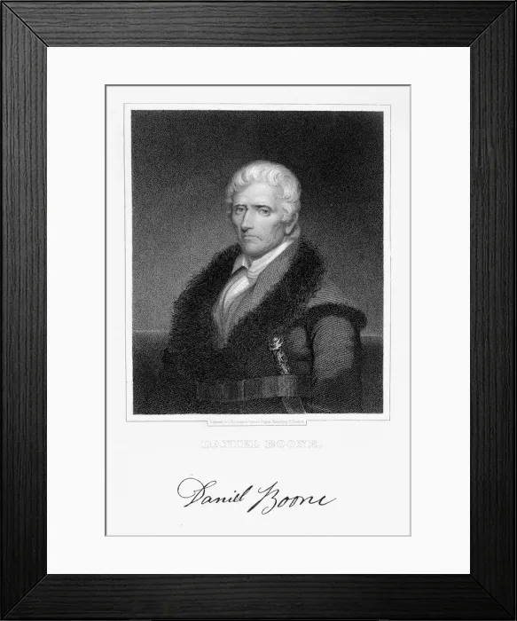 Framed Print : Daniel Boone, American pioneer and hunter, (19th century). Artist: James Barton Longacre Framed Print : Daniel Boone, American pioneer and hunter, (19th century). Artist: James Barton Longacre