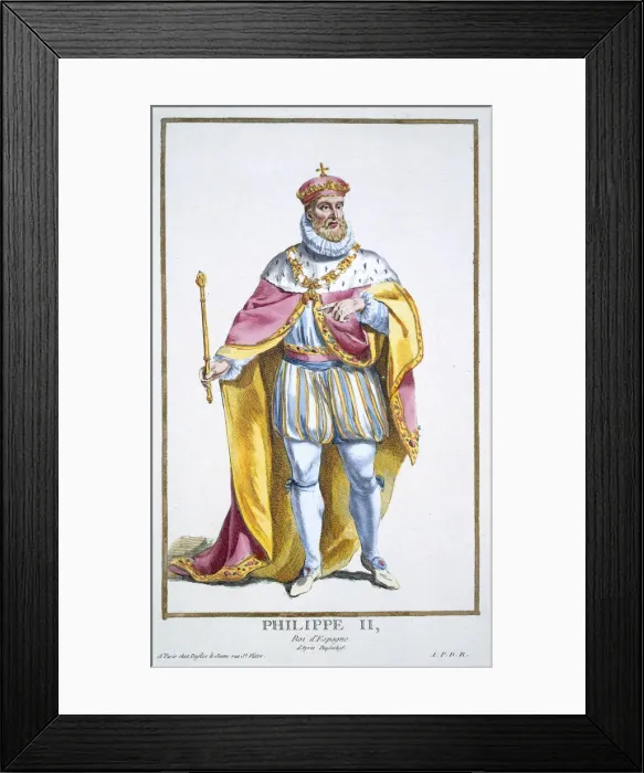 Framed Print : Philip II, King of Spain, (1780). Artist: Pierre Duflos Framed Print : Philip II, King of Spain, (1780). Artist: Pierre Duflos