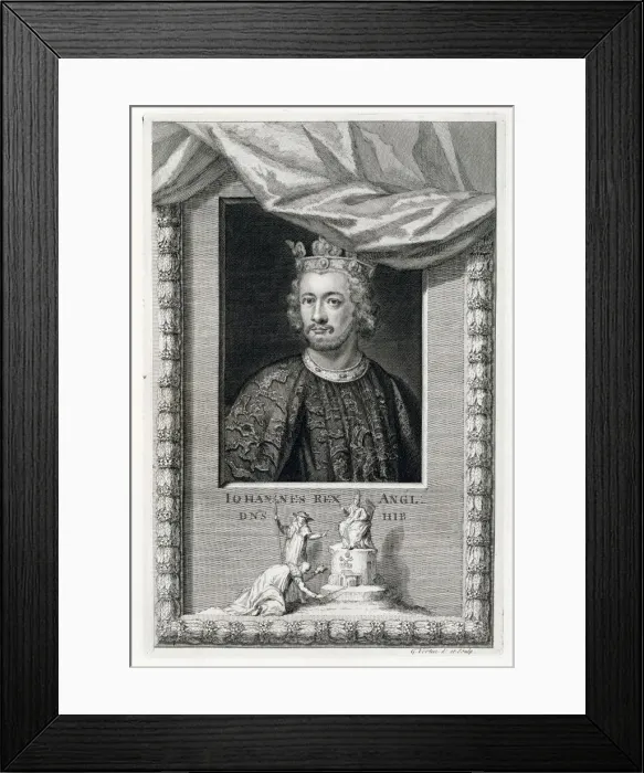 Framed Print : John, King of England, (18th century). Artist: George Vertue Framed Print : John, King of England, (18th century). Artist: George Vertue
