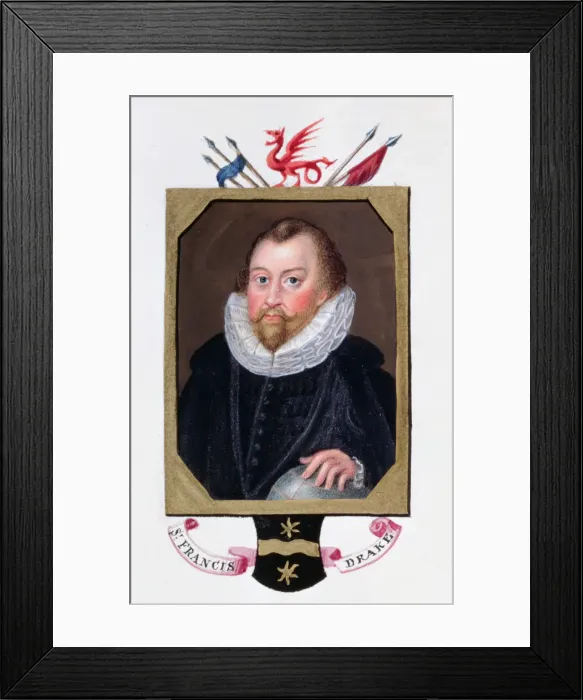 Framed Print : Sir Francis Drake, 16th century English navigator, (1825) Framed Print : Sir Francis Drake, 16th century English navigator, (1825)