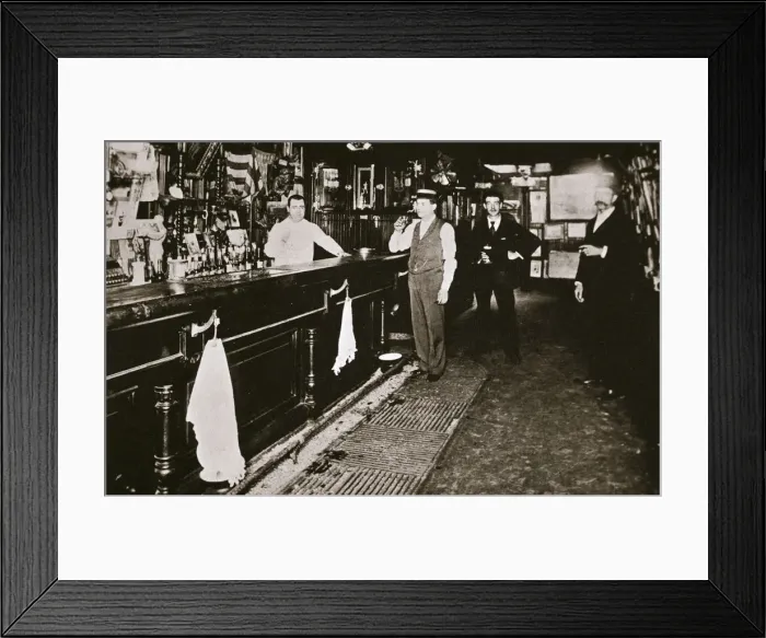 Framed Print : Steve Brodie in his bar, the New York City Tavern, New York City, USA, c1890s. Artist Framed Print : Steve Brodie in his bar, the New York City Tavern, New York City, USA, c1890s. Artist