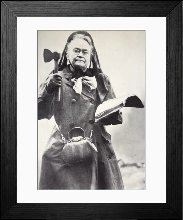 Framed Print : Carry Nation, the Kansas Saloon Smasher, c1900s Framed Print : Carry Nation, the Kansas Saloon Smasher, c1900s