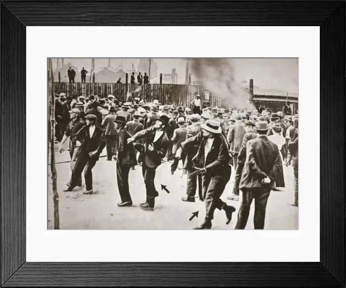 Framed Print : Riot during a strike by Standard Oil workers, Bayonne, New Jersey, USA, 1915. Artist Framed Print : Riot during a strike by Standard Oil workers, Bayonne, New Jersey, USA, 1915. Artist
