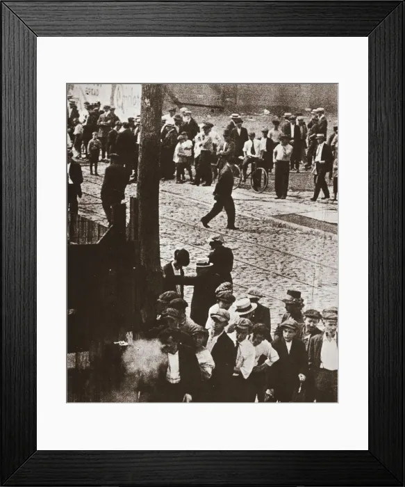 Framed Print : Riot during a strike by Standard Oil workers, Bayonne, New Jersey, USA, 1915. Artist Framed Print : Riot during a strike by Standard Oil workers, Bayonne, New Jersey, USA, 1915. Artist