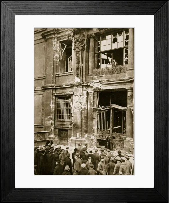 Framed Print : A crowd of men gathered in front of a ruined building, Germany c1918-c1919(?) (1936) Artist Framed Print : A crowd of men gathered in front of a ruined building, Germany c1918-c1919(?) (1936) Artist
