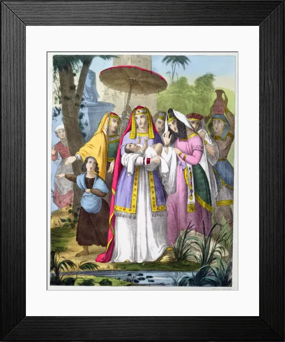 Framed Print : Moses saved by Pharaohs daughter, 1870s. Artist: Siegfried Detlev Bendixen Framed Print : Moses saved by Pharaohs daughter, 1870s. Artist: Siegfried Detlev Bendixen